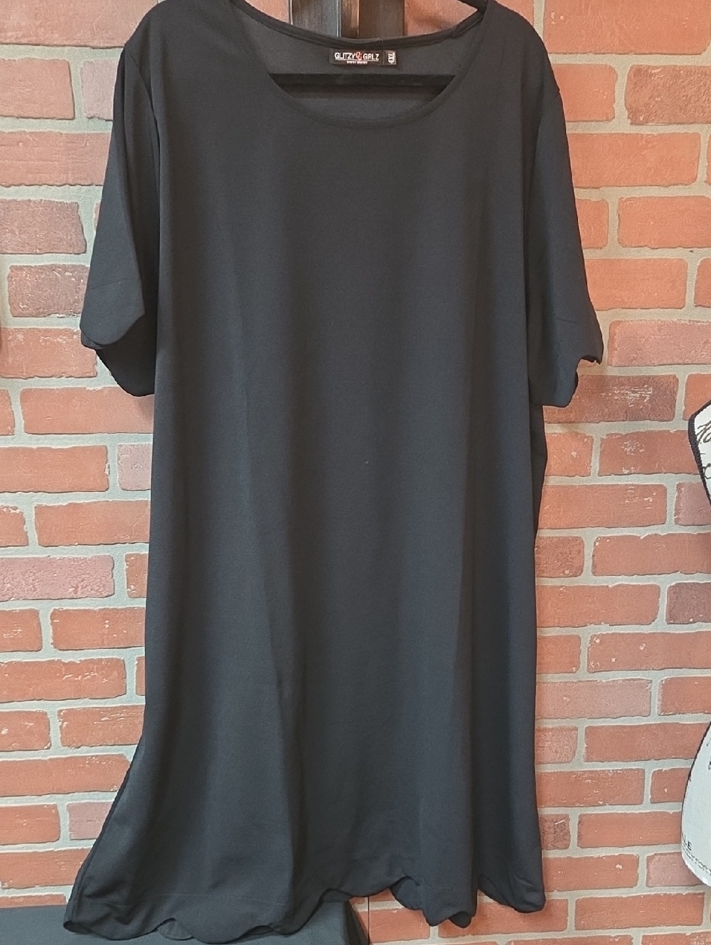 Glitzy Girl Black Short Sleeve Scallopped Hem /Sleeves Dress 4xl